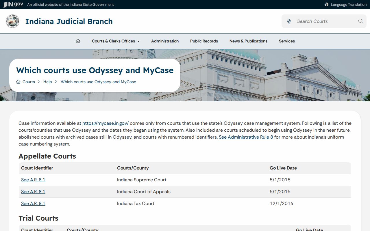 Sullivan court records and Odyssey conversion history