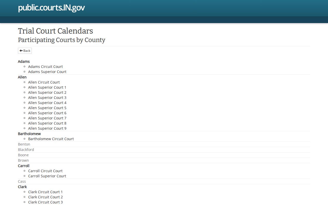 Sullivan County court schedule participating courts screen