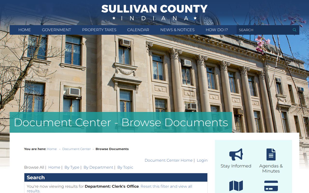 Sullivan County court case records County Document Center filters