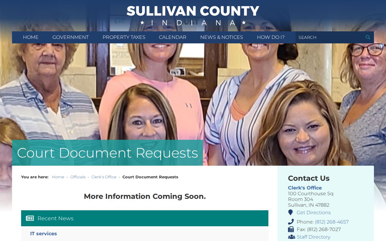 Sullivan County court case records document request page