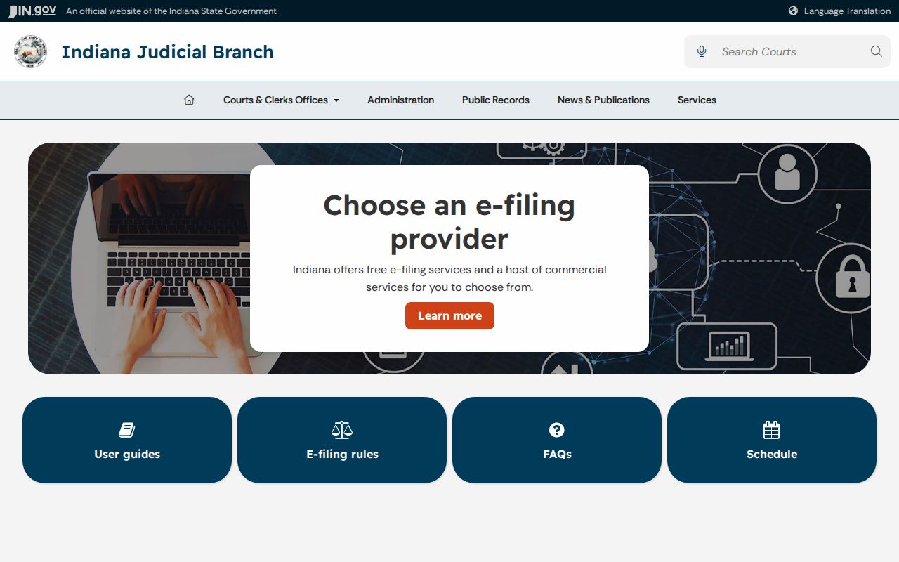 Sullivan County court case records Indiana e-filing information