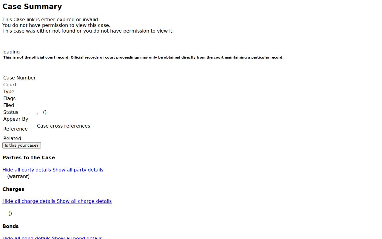 Sullivan County criminal court docket CCS fields