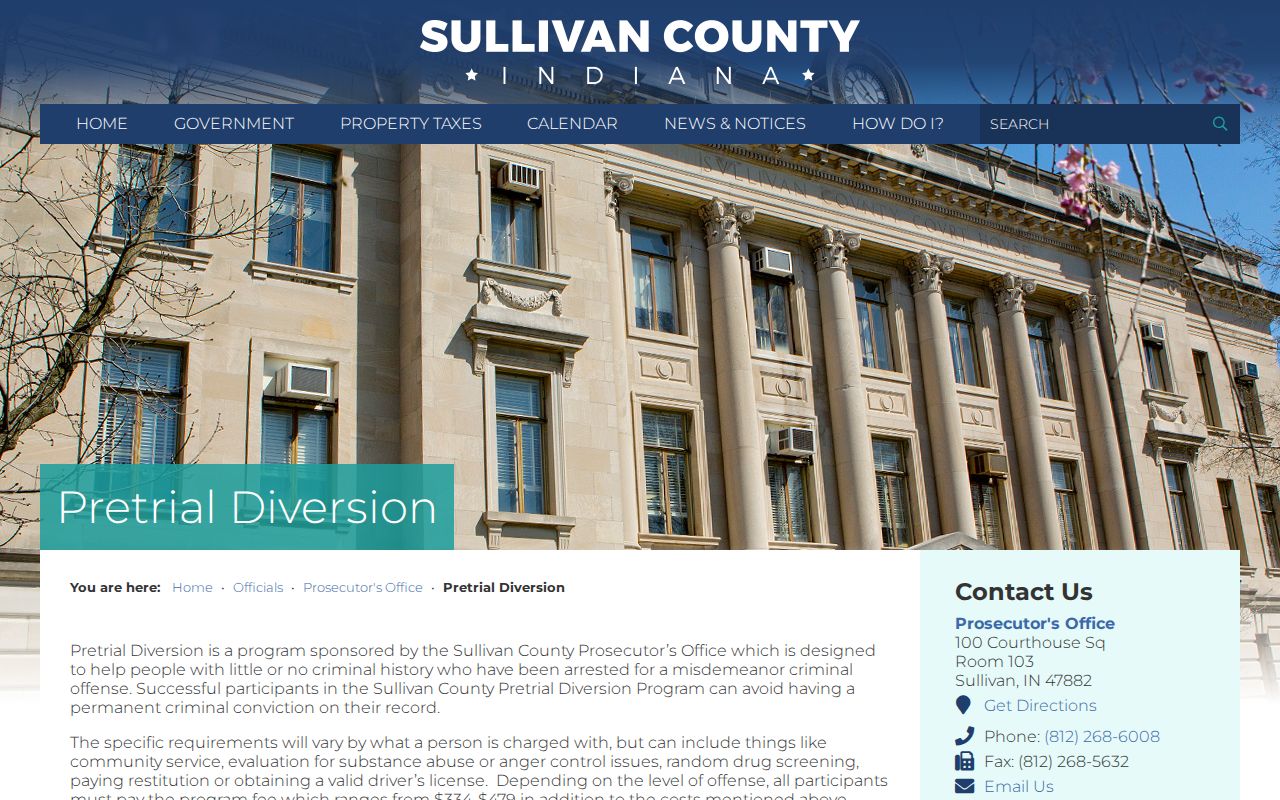 Sullivan County criminal court docket pretrial diversion information