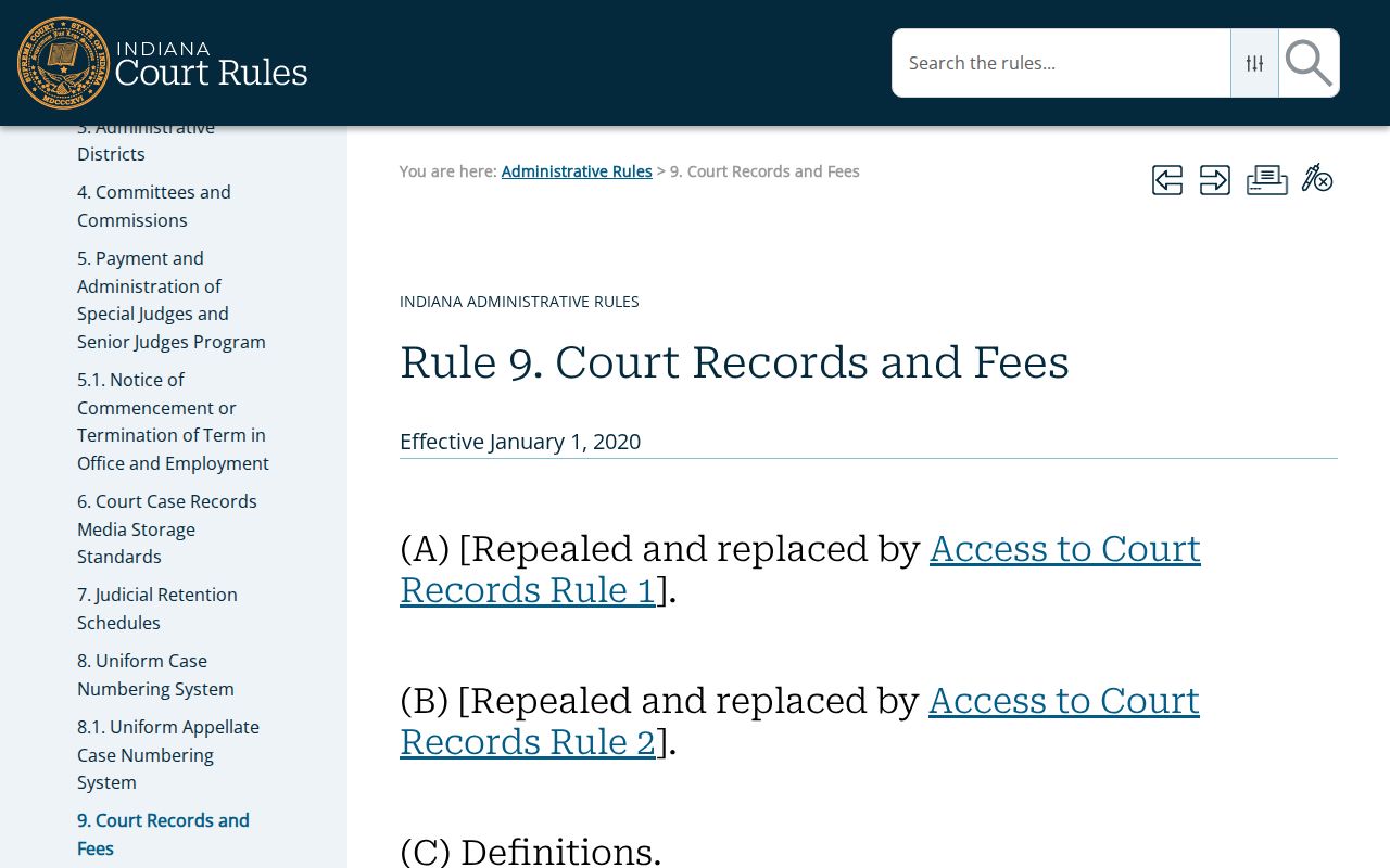 Dugger court records access under Indiana Administrative Rule 9
