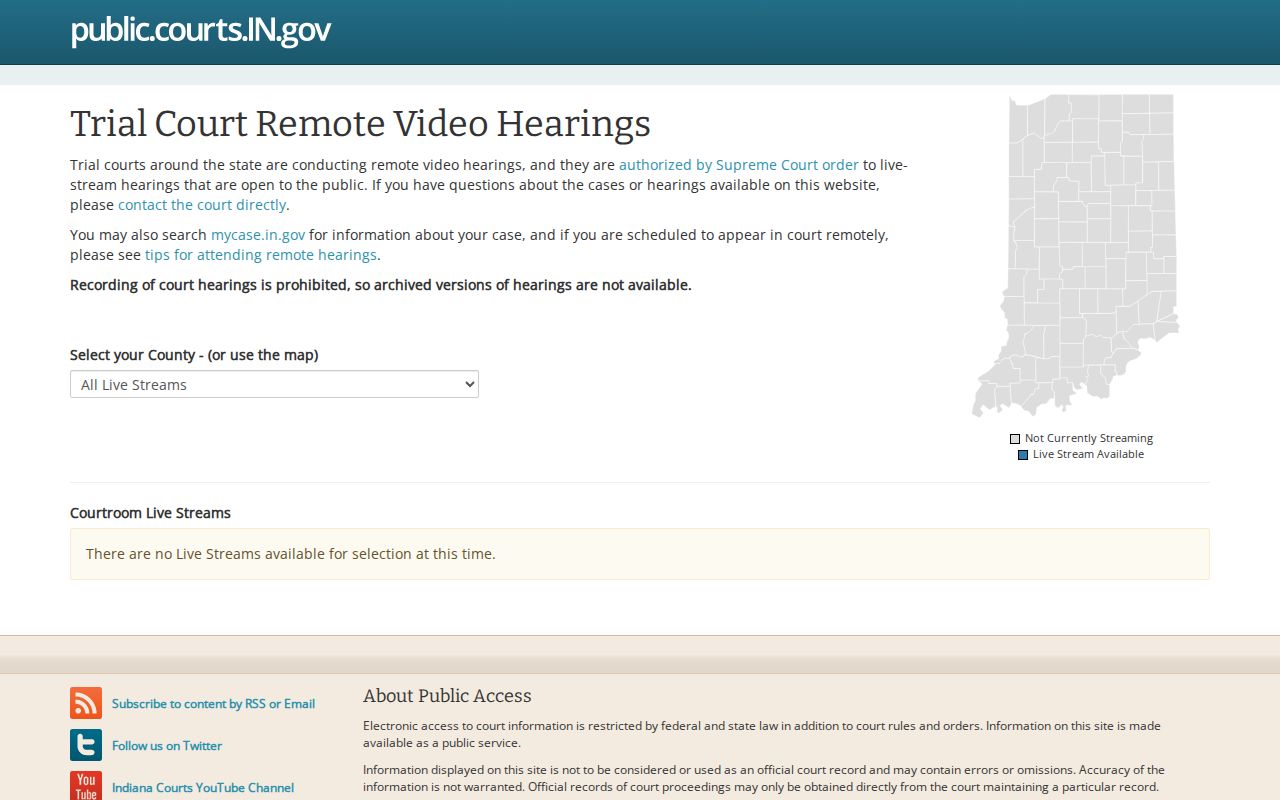 Shelburn court records and Indiana live court streams