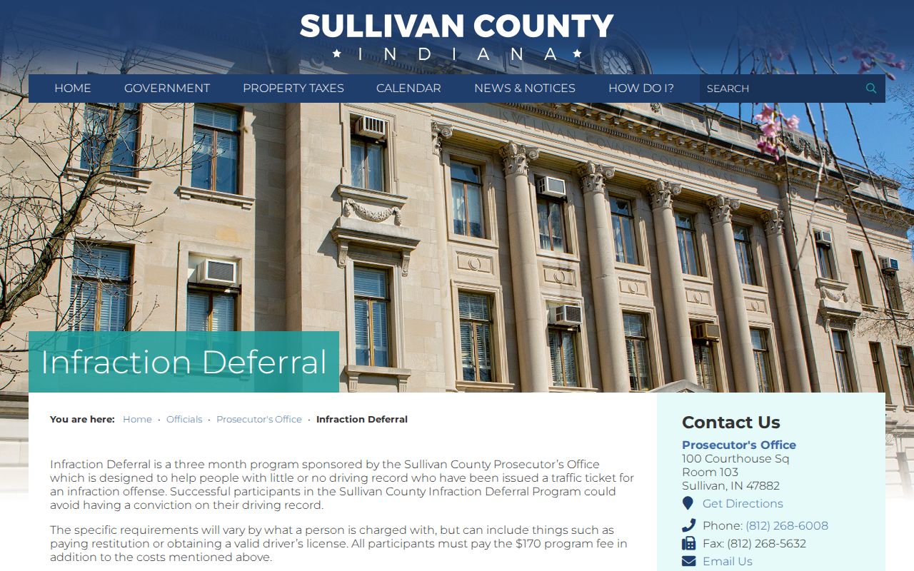 Sullivan County traffic court infraction deferral program